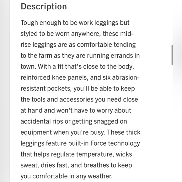 CARHARTT Midweight Force Leggings, Size Small - Picture 5 of 16